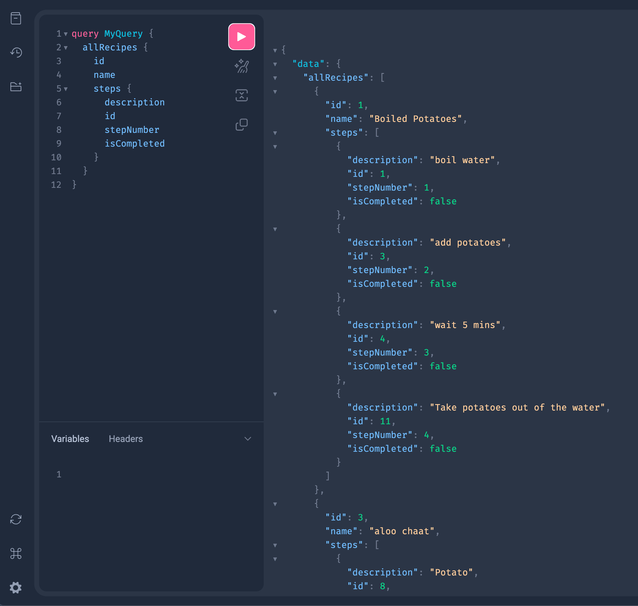 Screenshot of GraphQL Recipe App